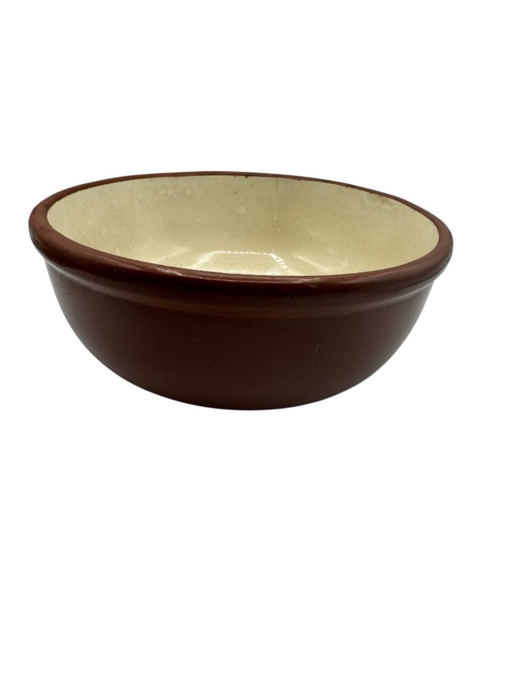 Vintage Weller Pottery Ceramic Mixing Bowl With Brown Exterior & Cream Interior